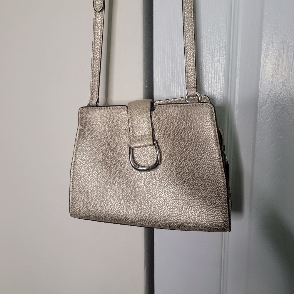 Lauren Ralph Lauren Silver Leather City Crossbody Bag